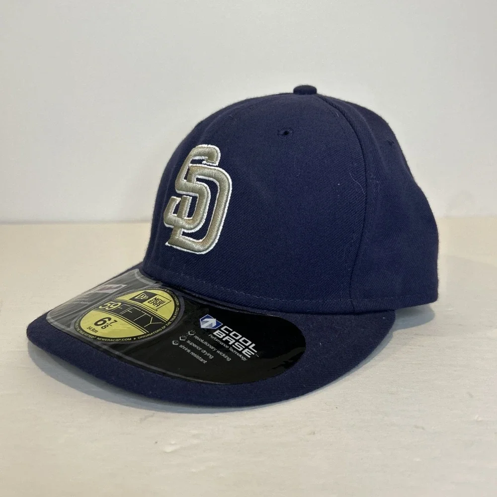 New Era San Diego Padres Hat 6 7/8 Blue Logo Authentic 59Fifty Cap Cool Base